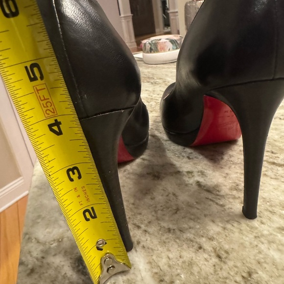 Christian Louboutin Black Leather High Heel Pumps with Red Soles - Picture 3 of 5